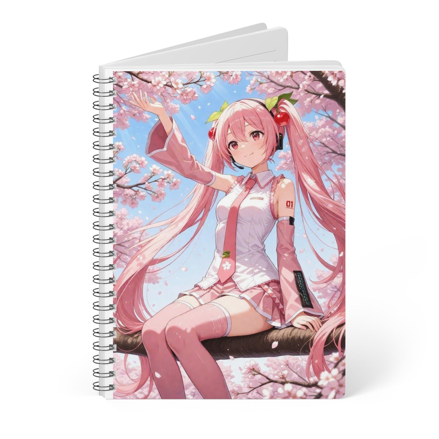 Sakura Miku Cherry Blossom Notebook — A5 Wirobound Softcover (Cute Miku)