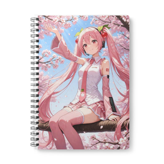 Sakura Miku Cherry Blossom Notebook — A5 Wirobound Softcover (Cute Miku)